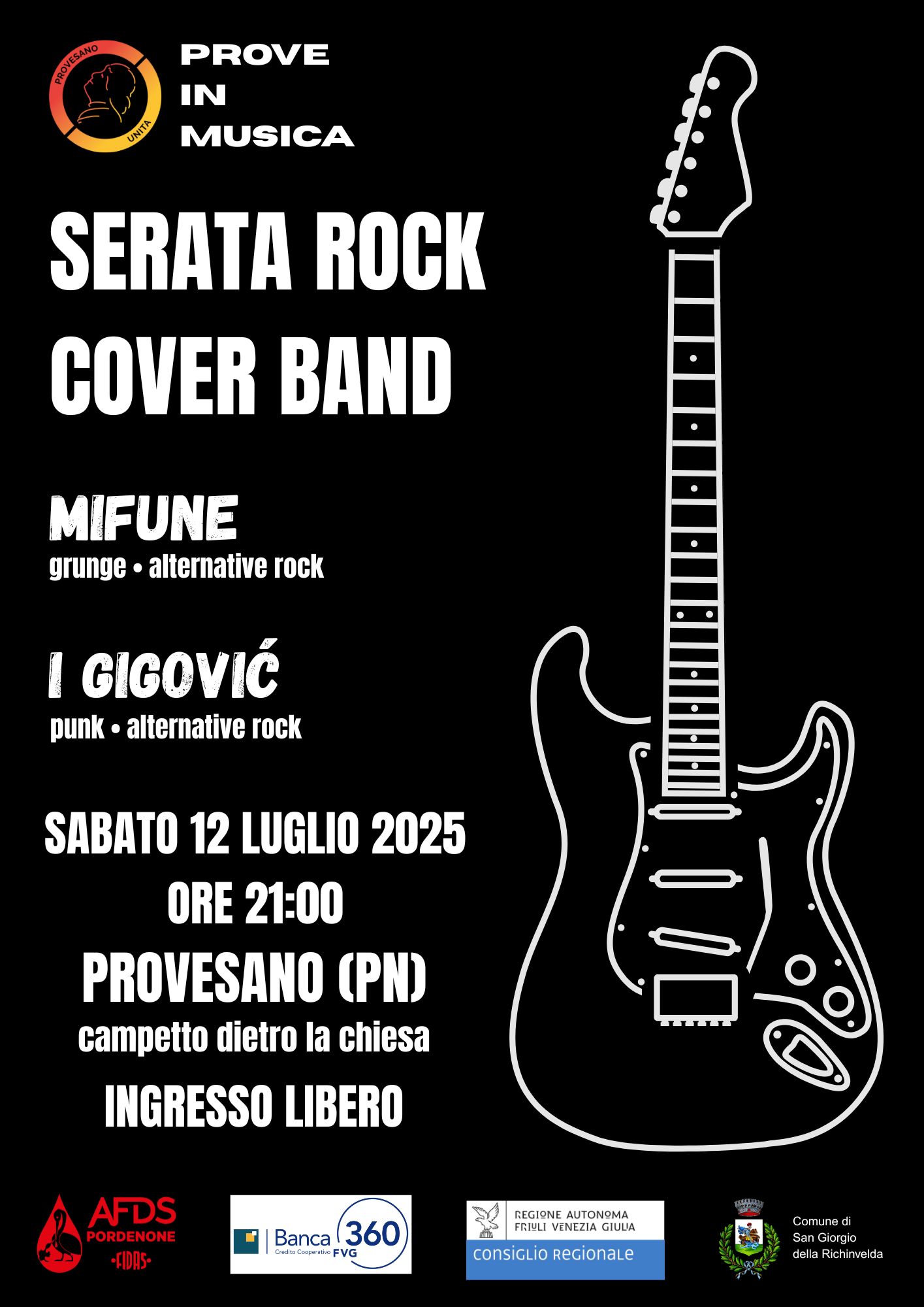 Locandina Serata Rock Cover Band - 12 luglio 2025